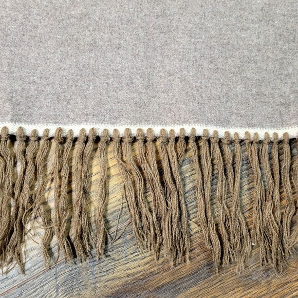 Boho Christmas Tree Skirt Wool Fringe Large Round Rustic Neutral Brown Simple - Picture 3 of 8